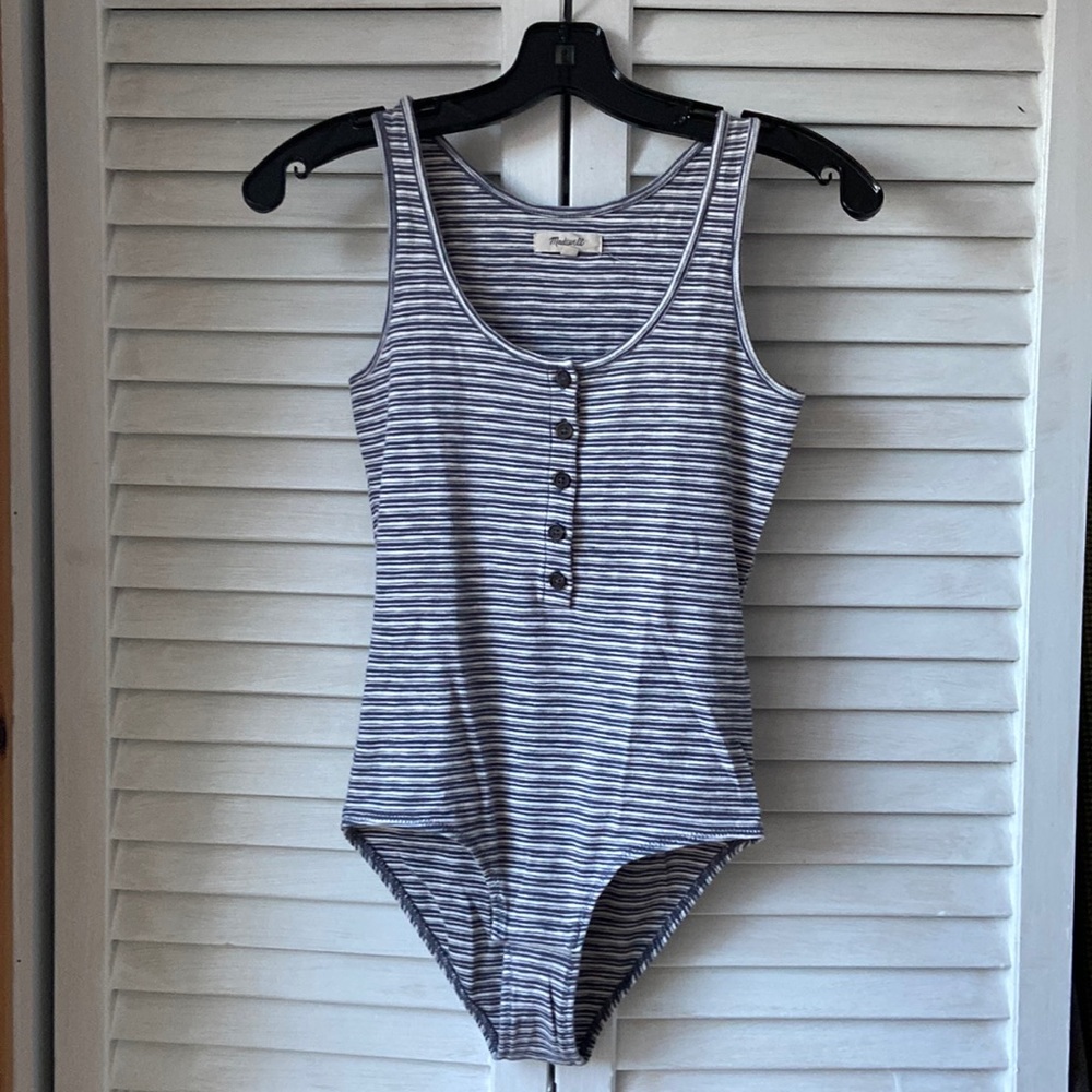 Striped Henley bodysuit